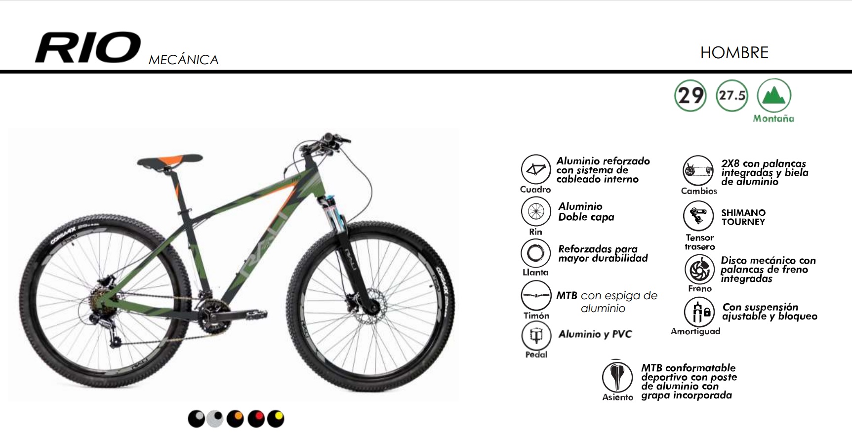 Bicicleta Rali Rio 29 Pulgadas Hombre Freno Disco Mecánico Rio29H : Precio  Costa Rica